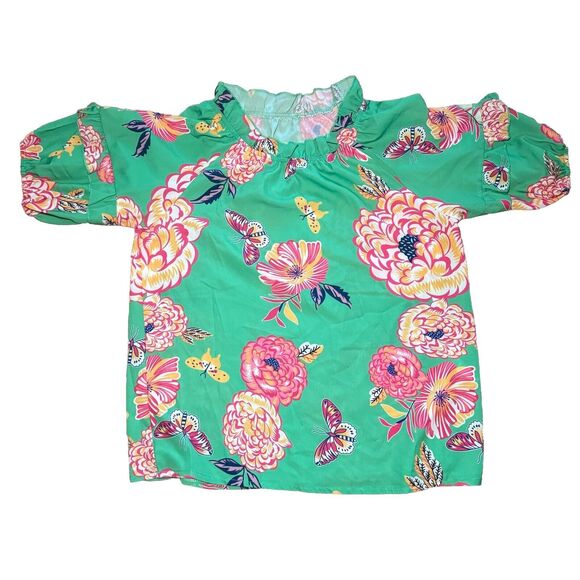 Unbranded Tops - Women's Top L Butterfly Floral 3/4‎ Sleeve Work Casual Girls Night